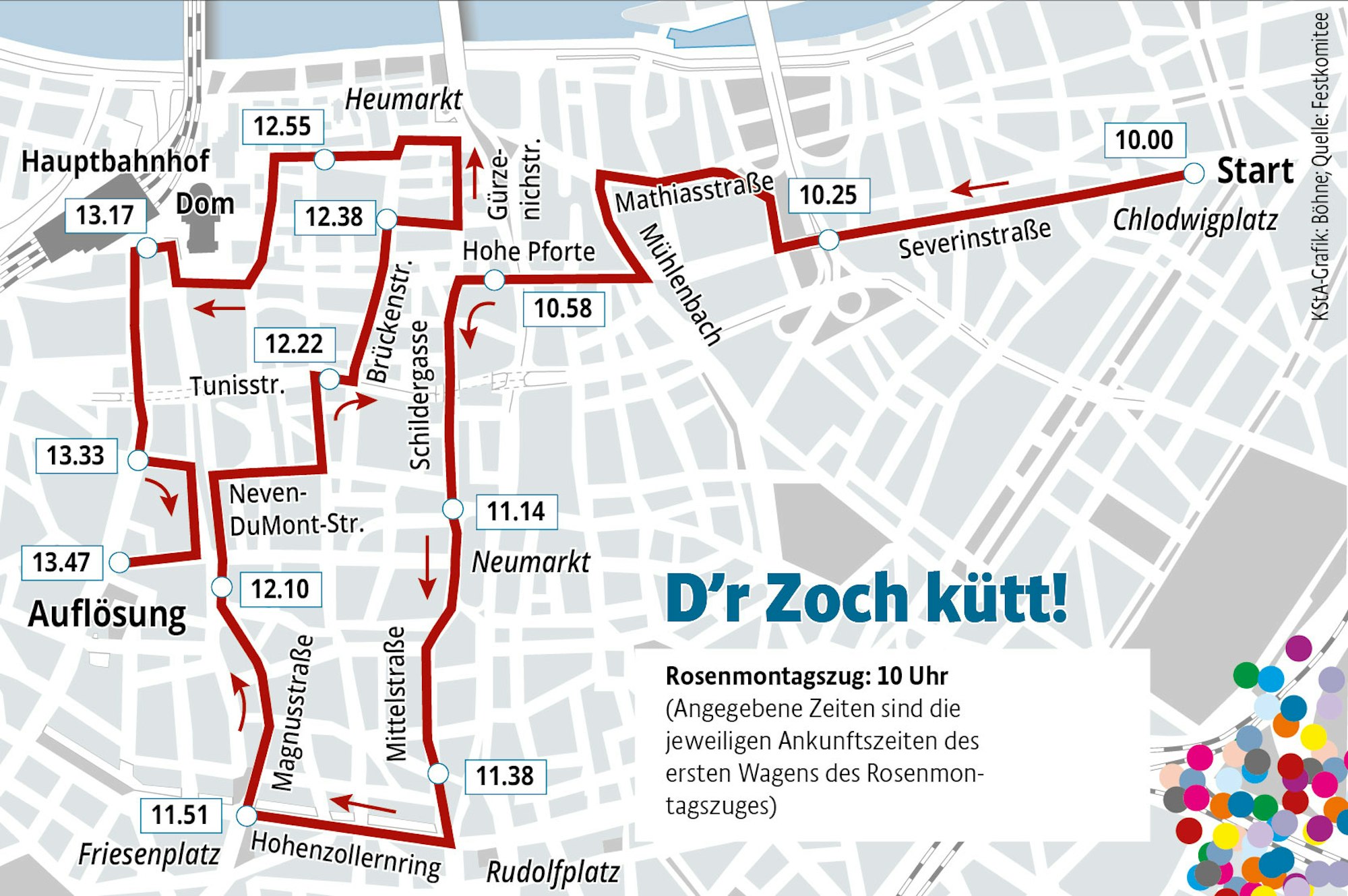 Karte des Rosenmontagszugs
