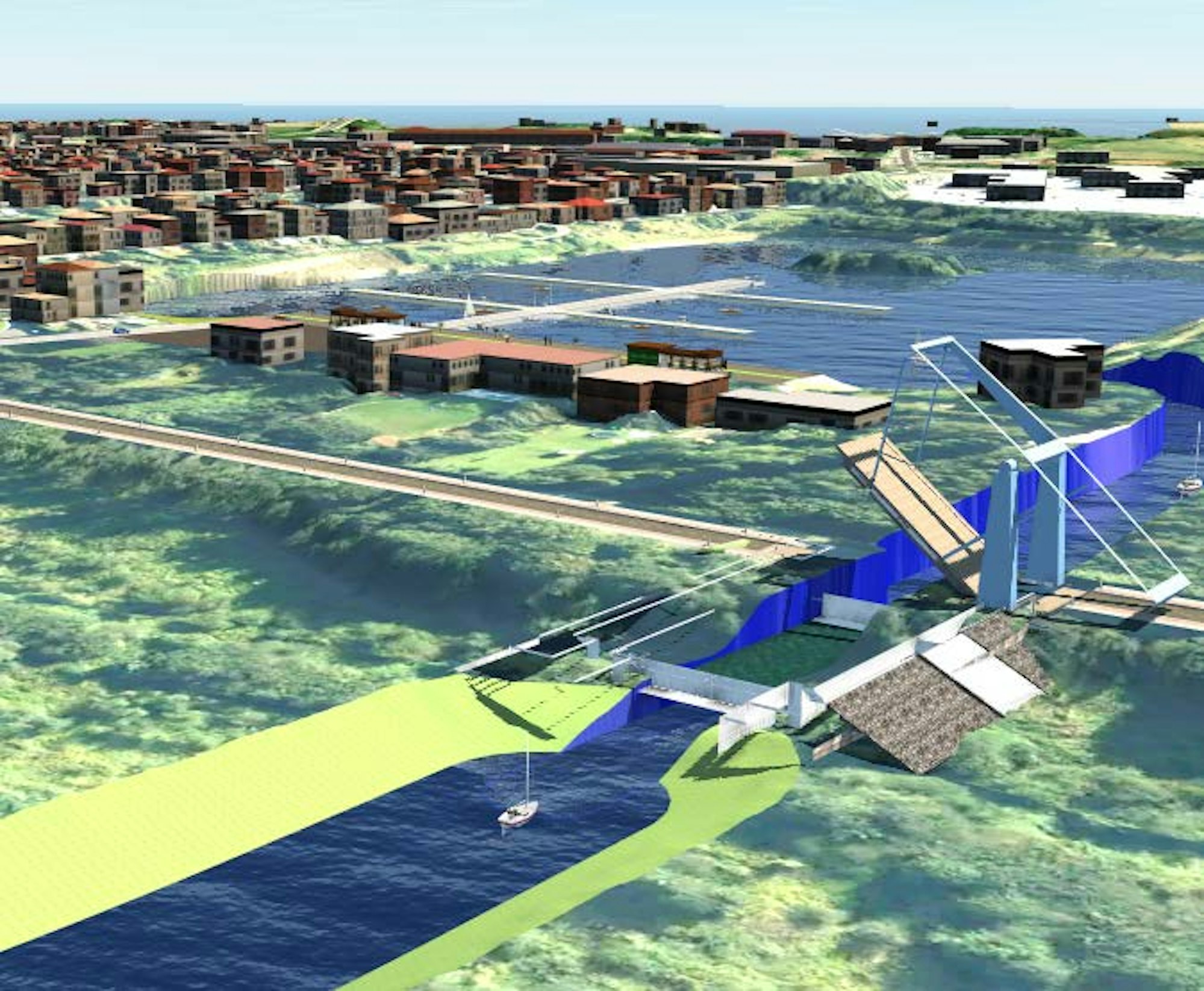 20200526_Marina_Greisbachsee_Ostblickmit_Fokus_Zugbrücke