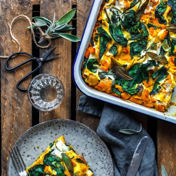 Kuerbislasagne mit Spinat und Salbei-3