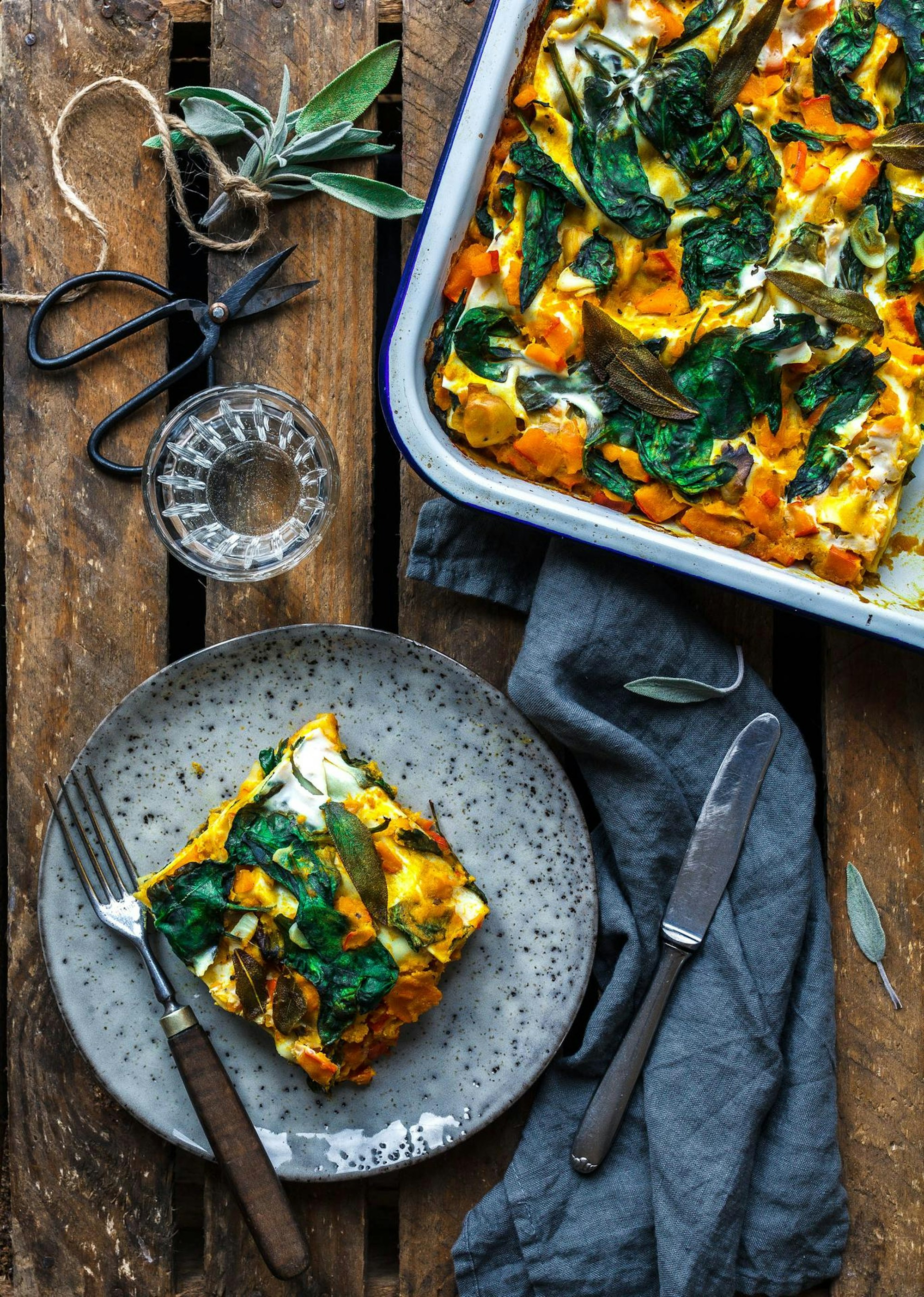 Kuerbislasagne mit Spinat und Salbei-3