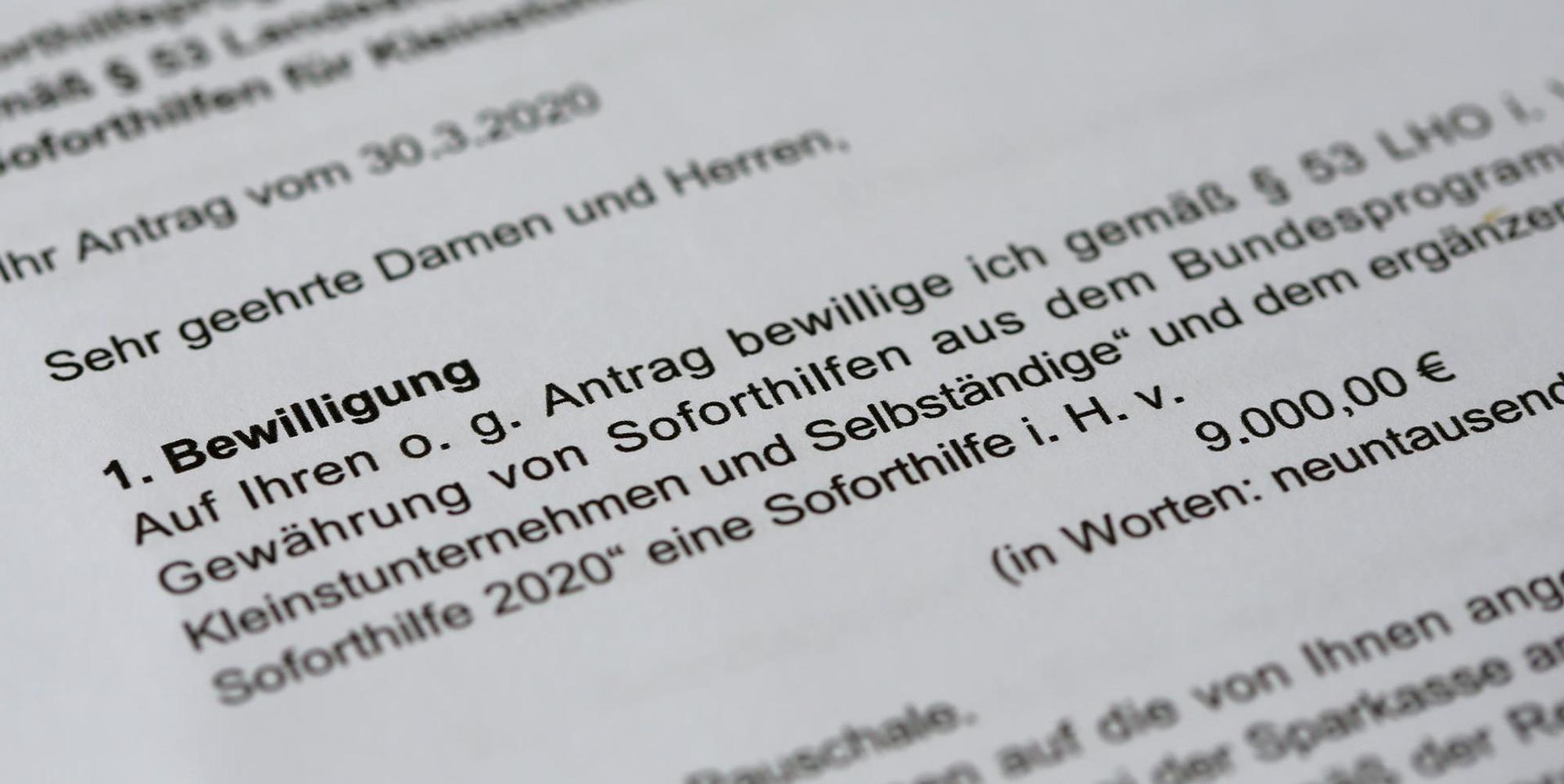 Soforthilfe Bewilligung