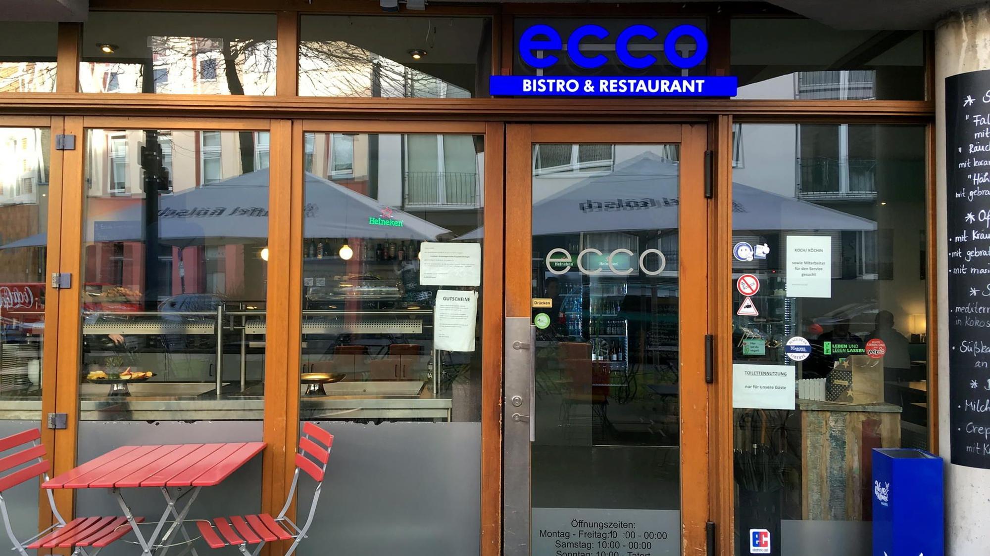 Der Eingangsbereich des Bistro und Restaurant Ecco in der Südstadt in Köln.