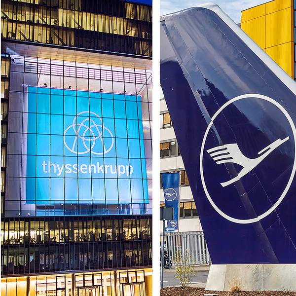 Logos Bayer Thyssen Lufthansa