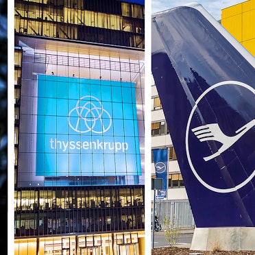 Logos Bayer Thyssen Lufthansa