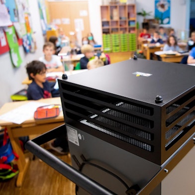 Luftfilter in einem Klassenzimmer.