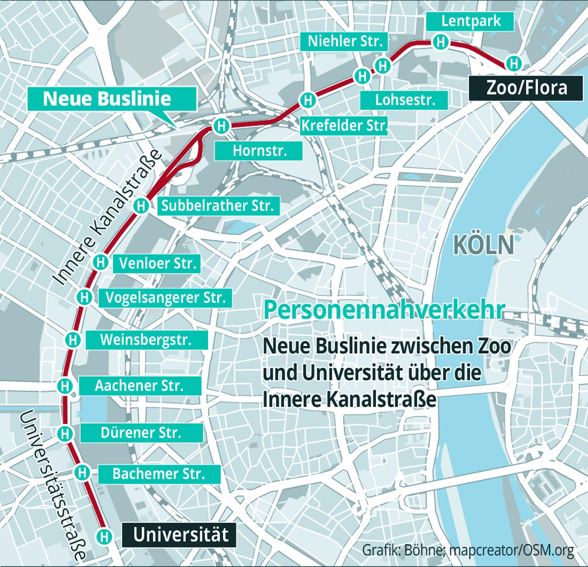 Neue Buslinie Innere Kanalstraße