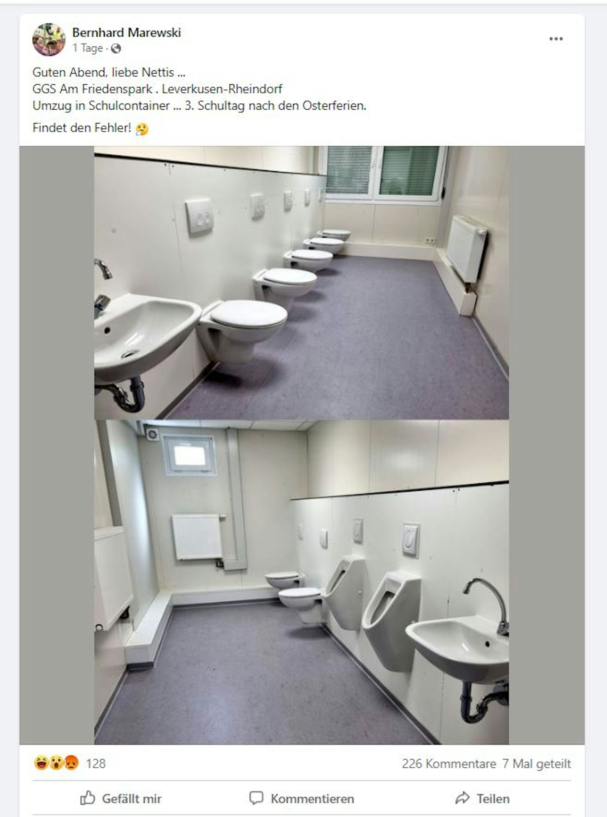 Marewski Schultoiletten Friedenspark Rheindorf