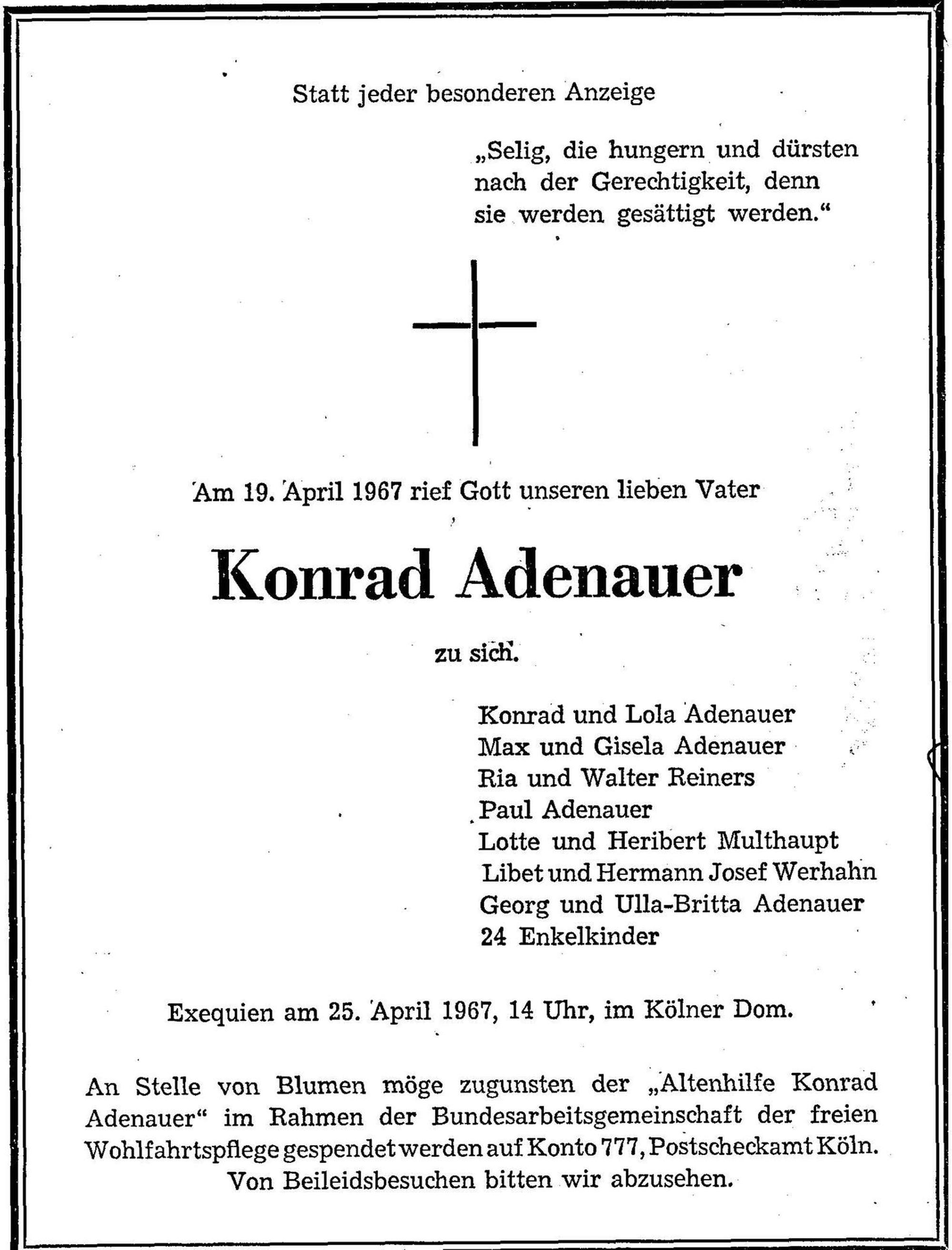 Todesanzeige der Familie