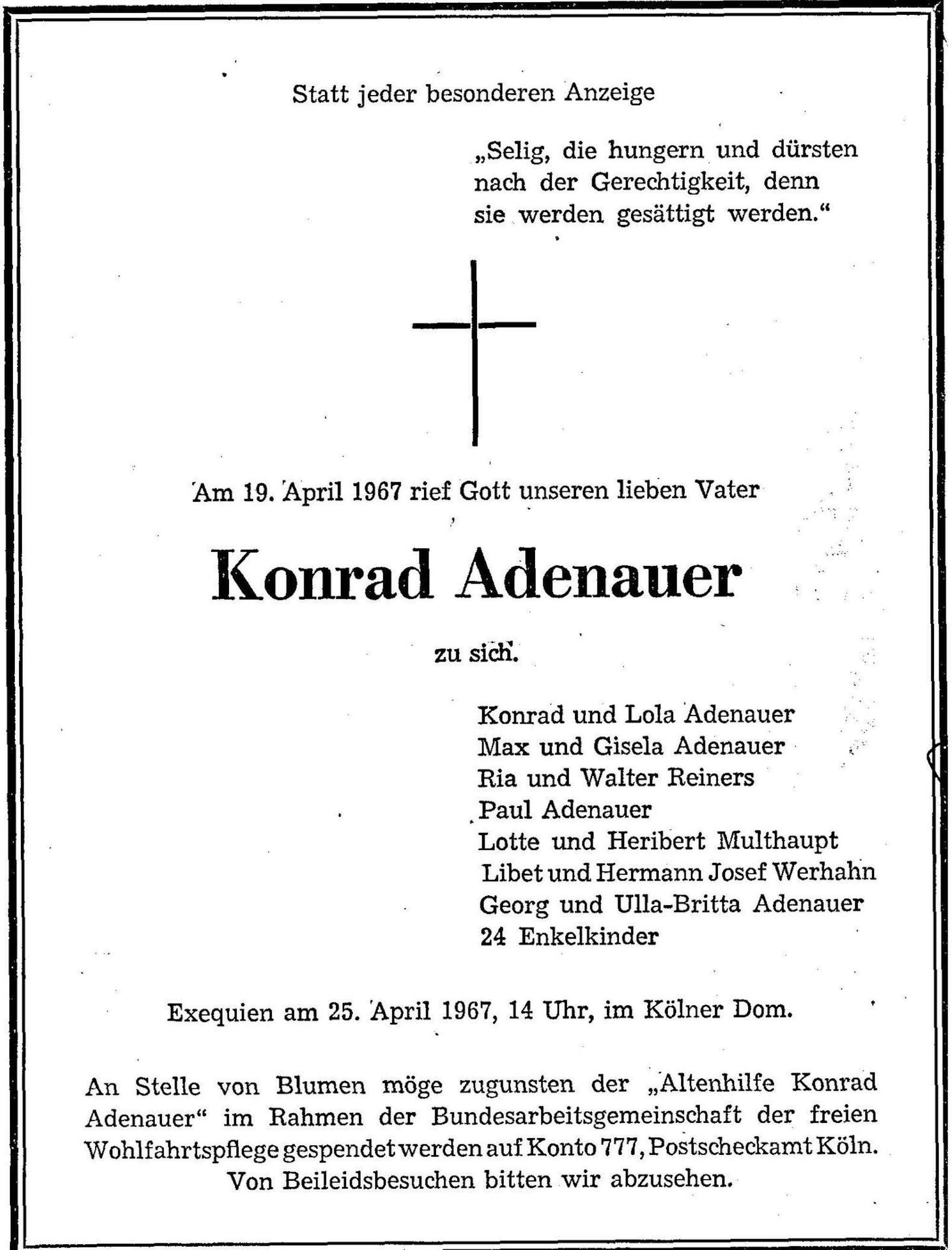 Todesanzeige der Familie