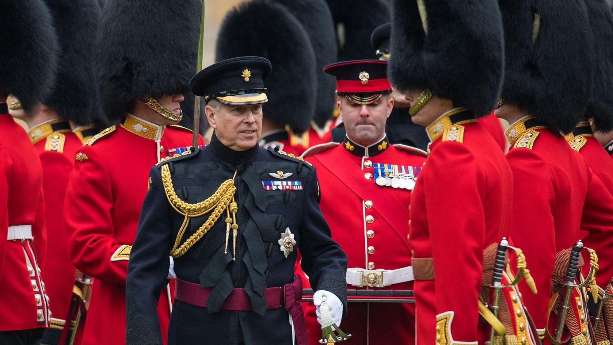 Prinz Andrew in Uniform bei einem royalen Anlass.