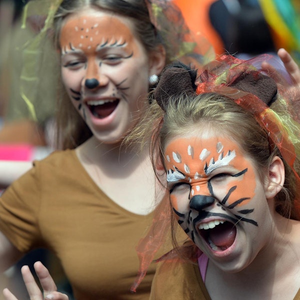 Kind als Tiger schminkt