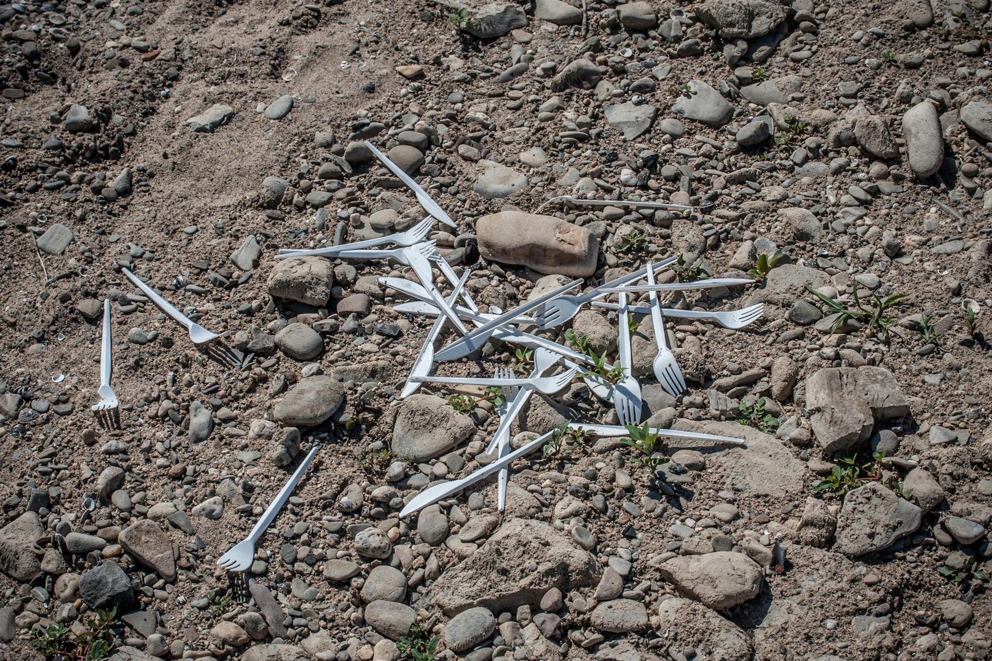 Plastikbesteck am Rheinufer
