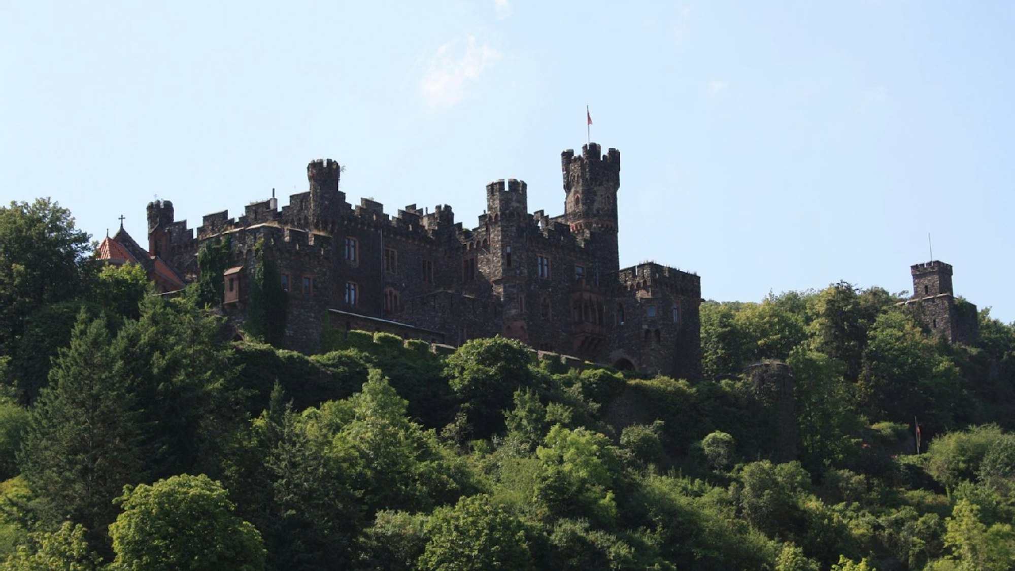 Burg Reichenstein umgeben von grünen Bäumen