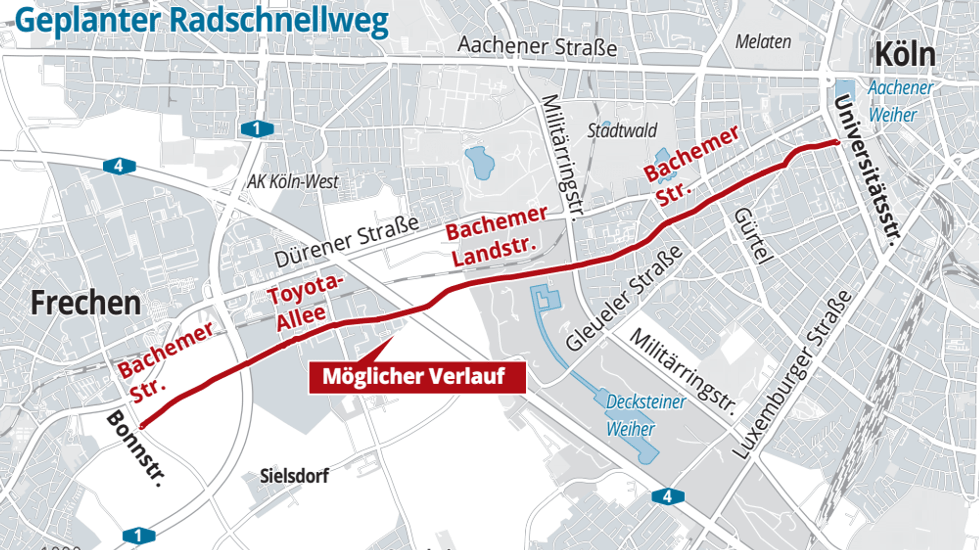 Der geplante Radschnellweg von Köln nach Frechen