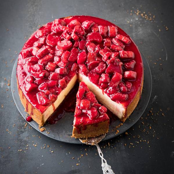 Cheesecake mit Rhabarber.
