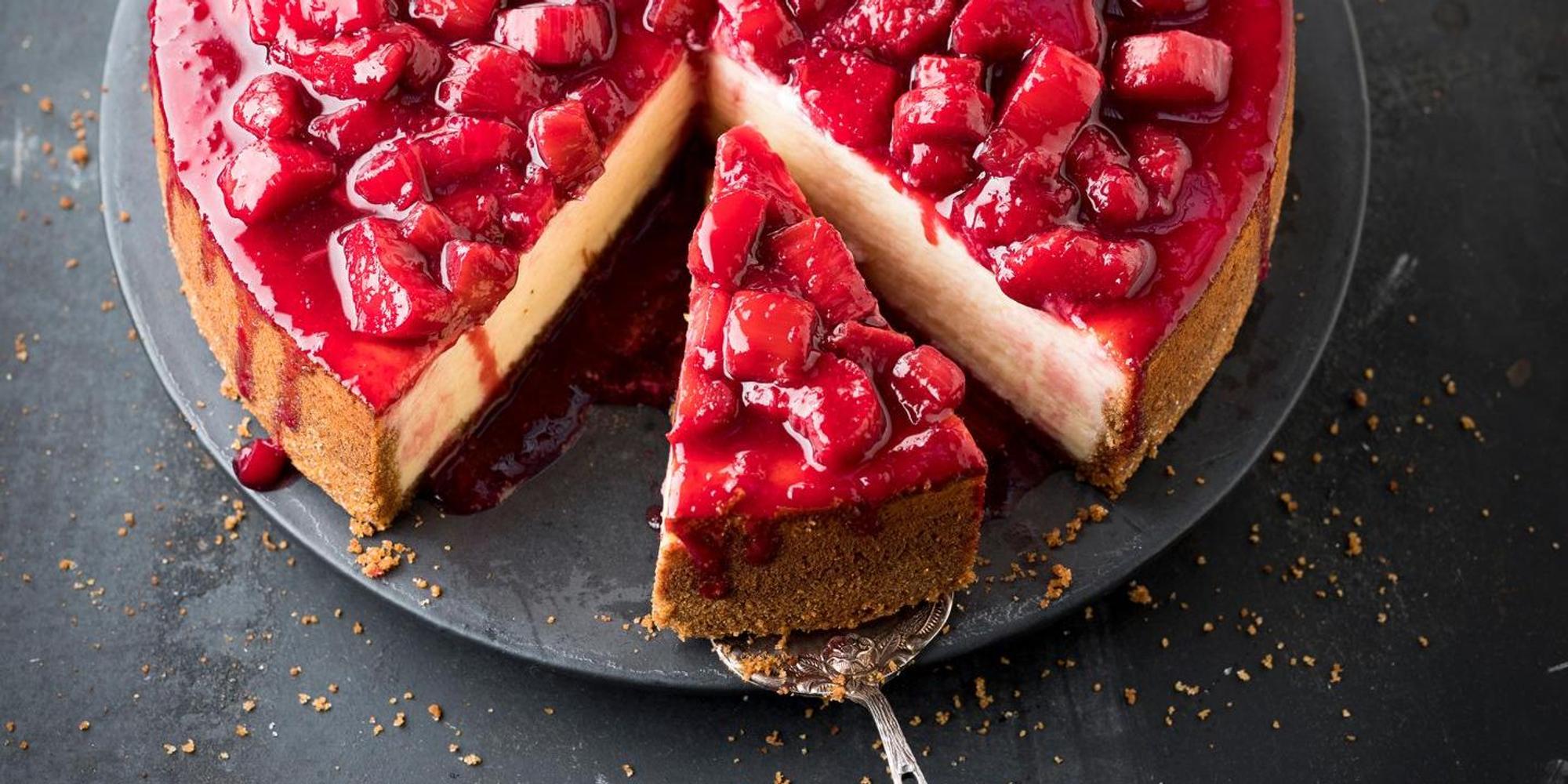 Cheesecake mit Rhabarber.