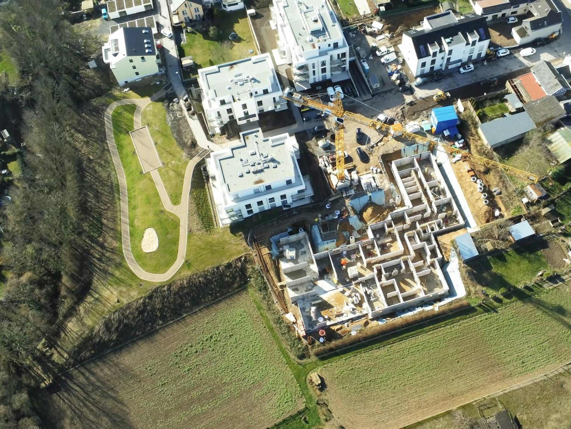 Blick auf die Baustelle am Görresbach in Alfter
