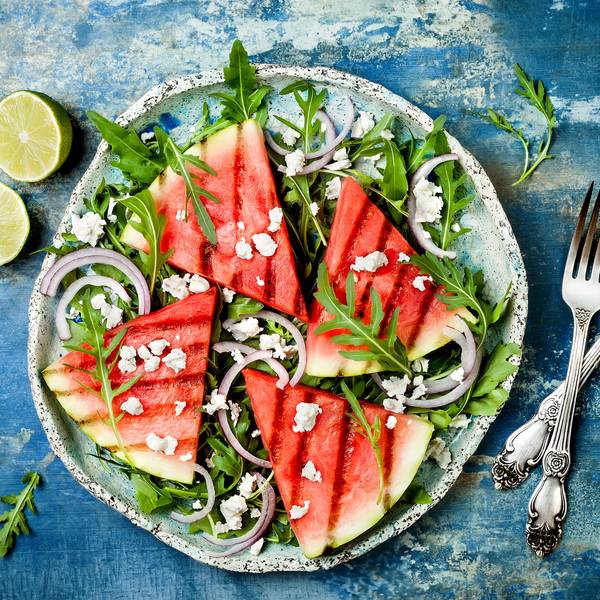 Gegrillte Melone mit Rucola