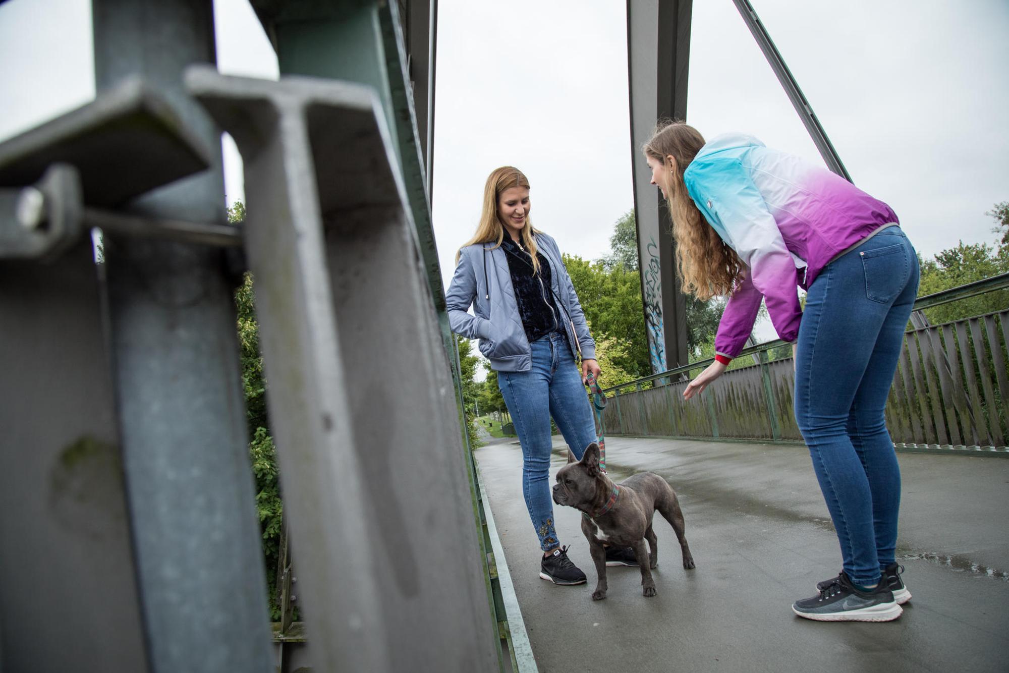 Zwei Frauen und ein Hund