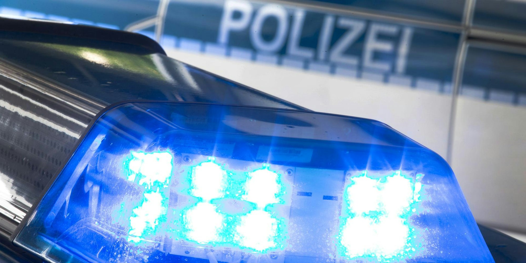 Blaulicht vor Polizeiwagen nachts dpa
