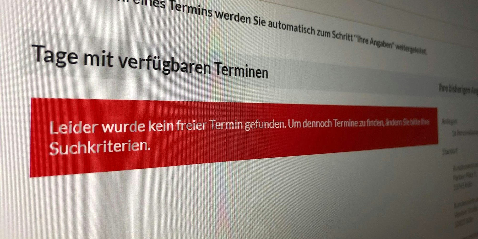 Screenshot Kein Termin auf Amt