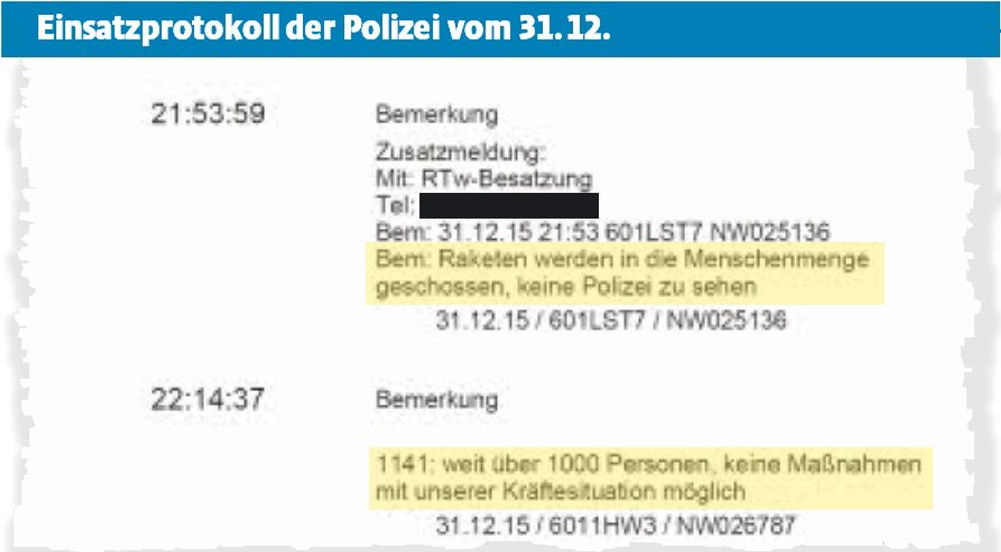 Silvesternacht Dokument Einsatzprotokoll Polizei