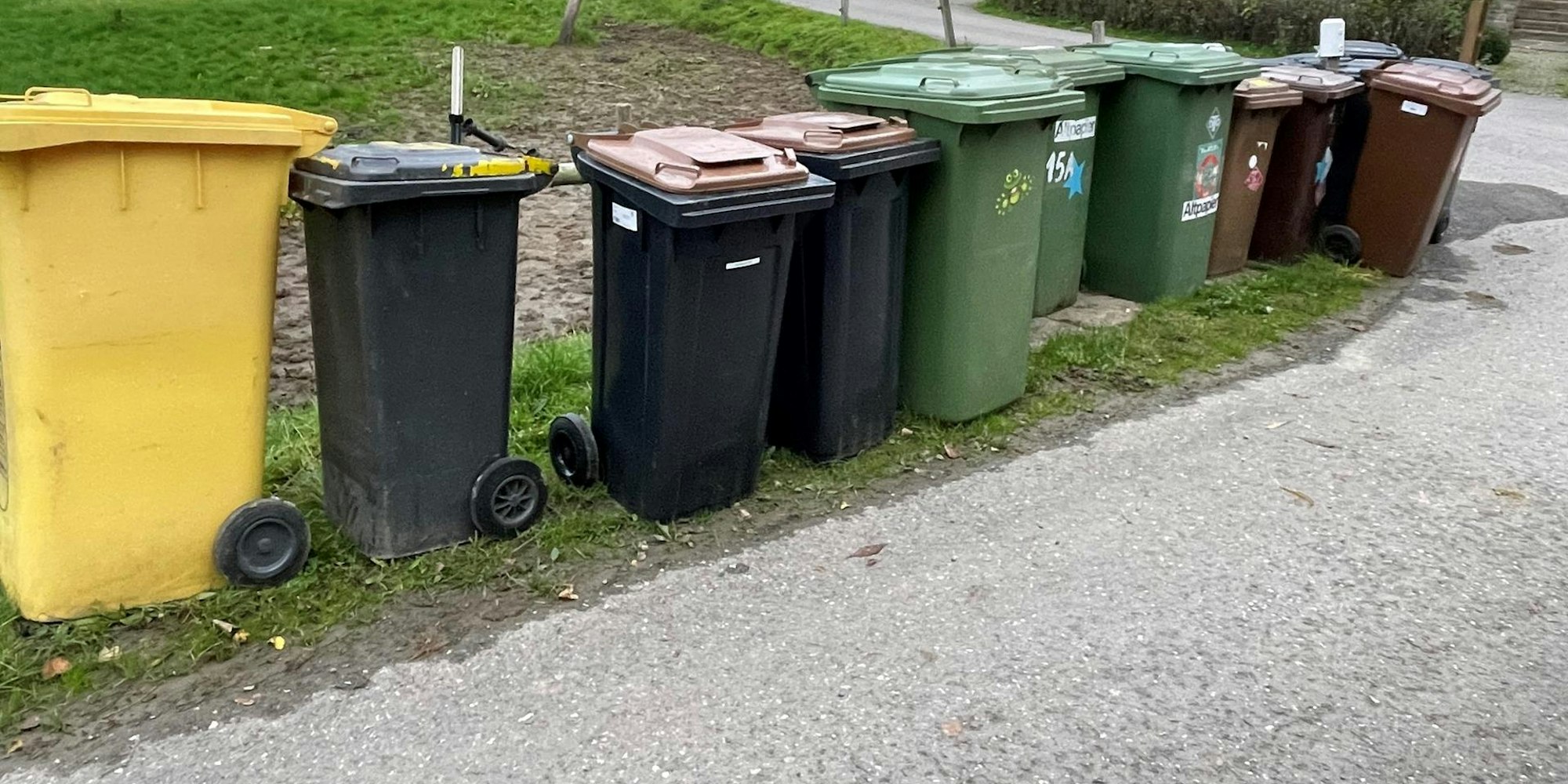 Alte und neue Mülltonnen stehen seit Wochen an einigen Straßen in Lindlar.