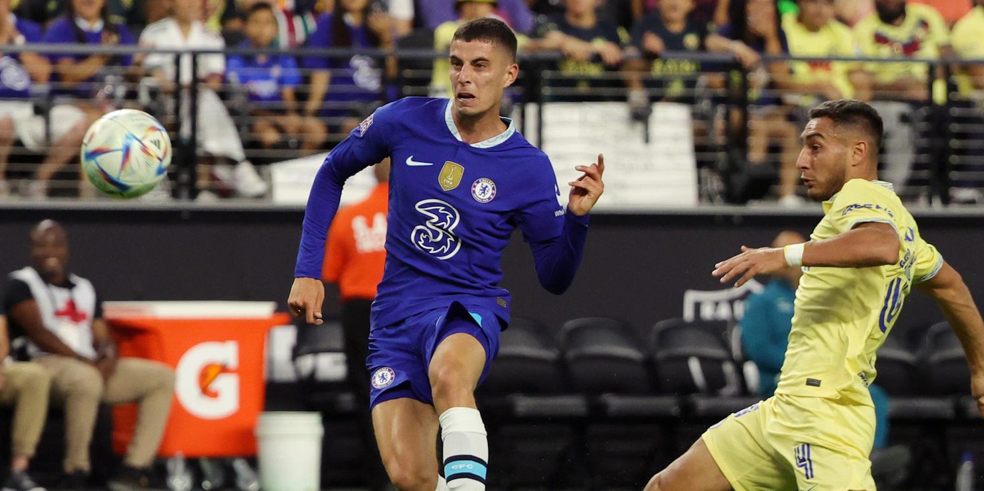 Havertz be seinem Schuss aufs To