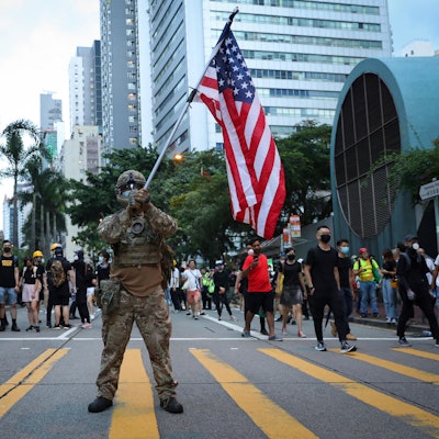 Hongkong Proteste US-Flagge