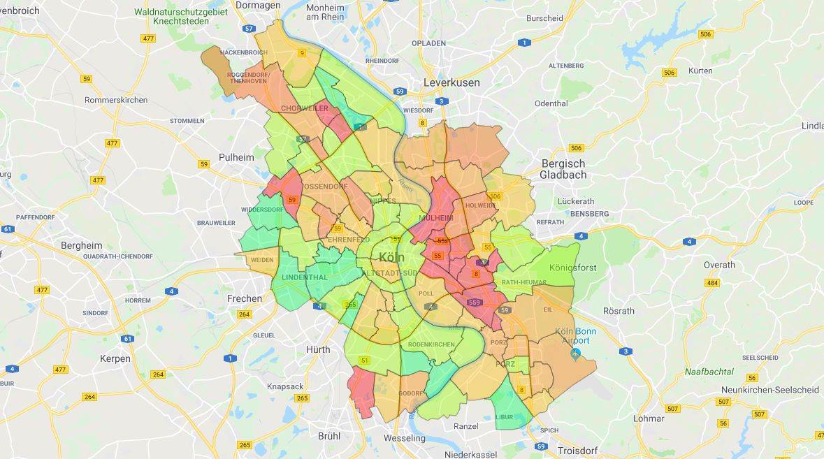 Screenshot Arbeitslosigkeit in Köln