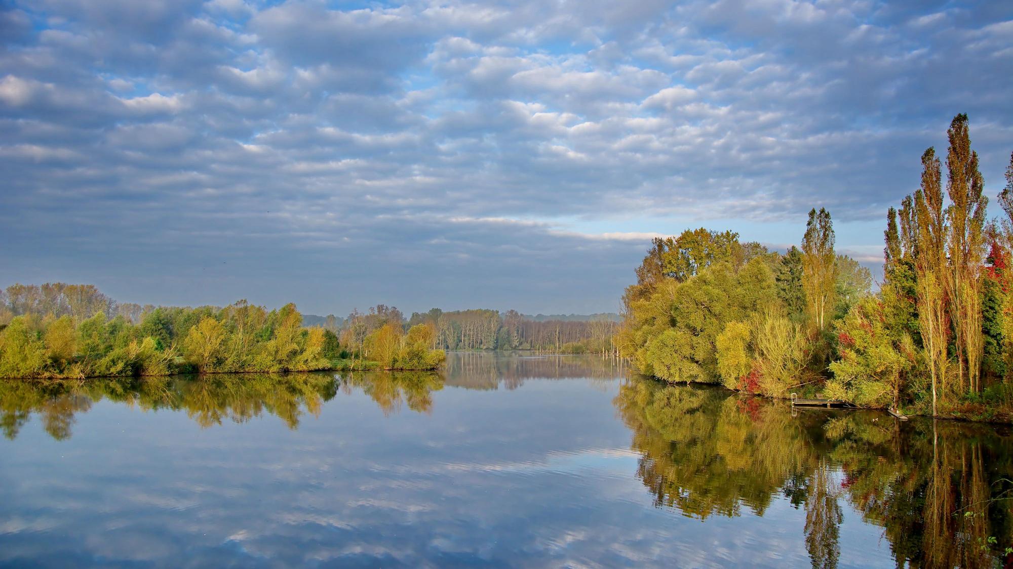 Gewässer mit Bäumen am Ufer