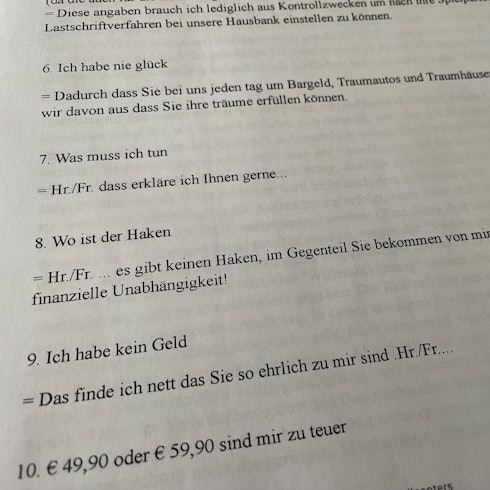 Gesprächsleitfaden Telefonbetrüger