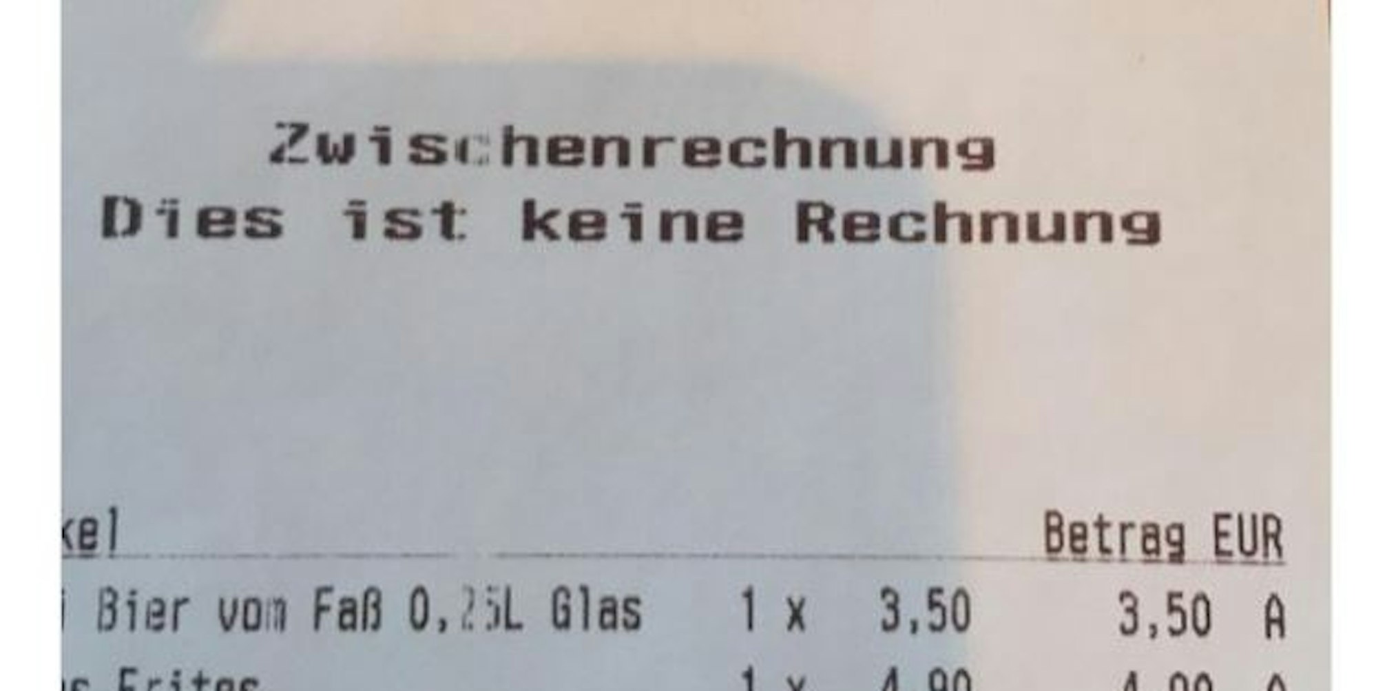 Zwischenrechnung Steuerbetrug Gastronomie