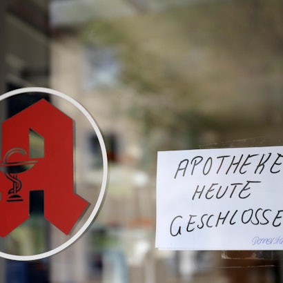 Apotheke handschriftliches Schild