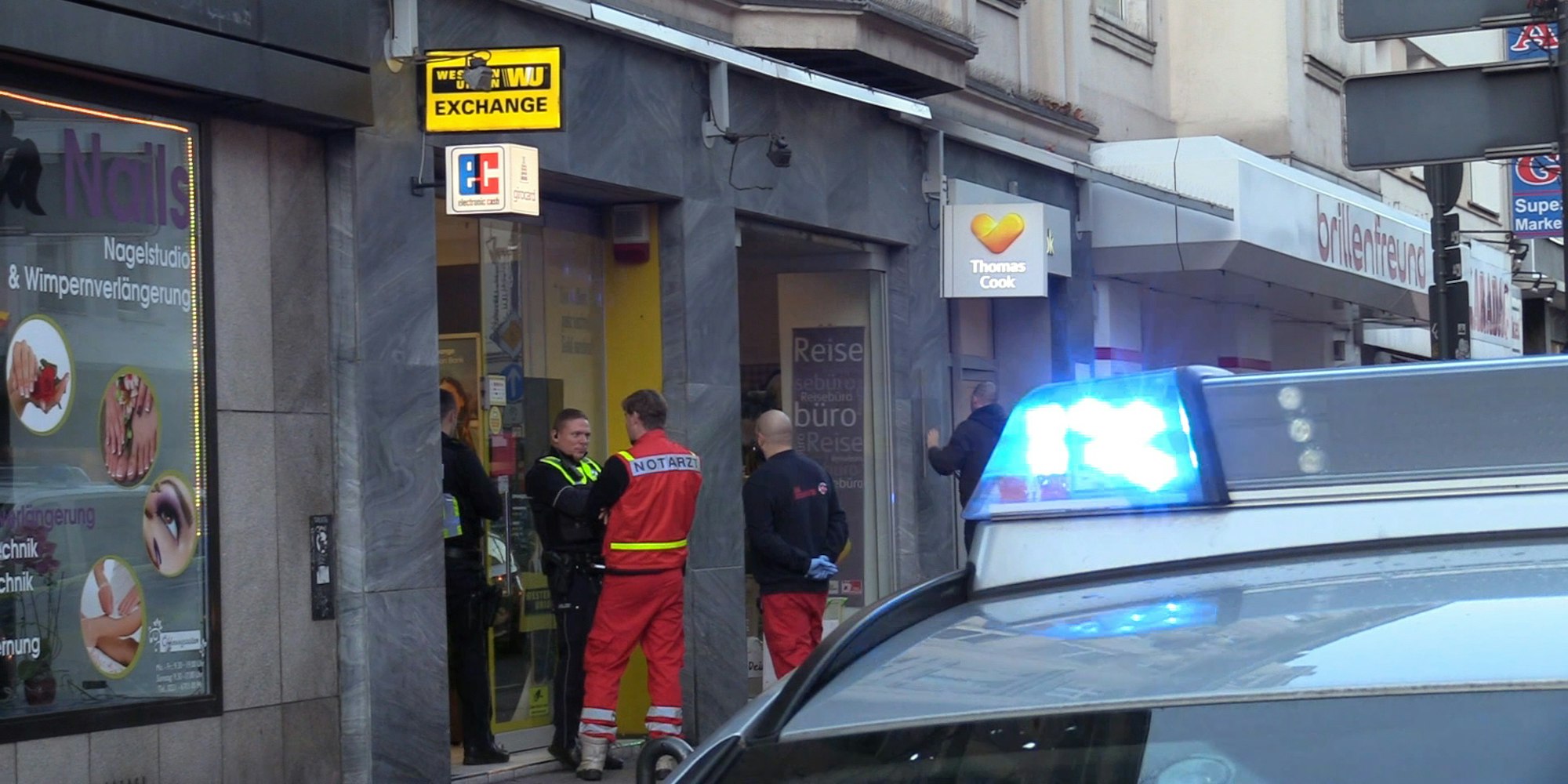 Die Western-Union-Filiale liegt an der Frankfurter Straße