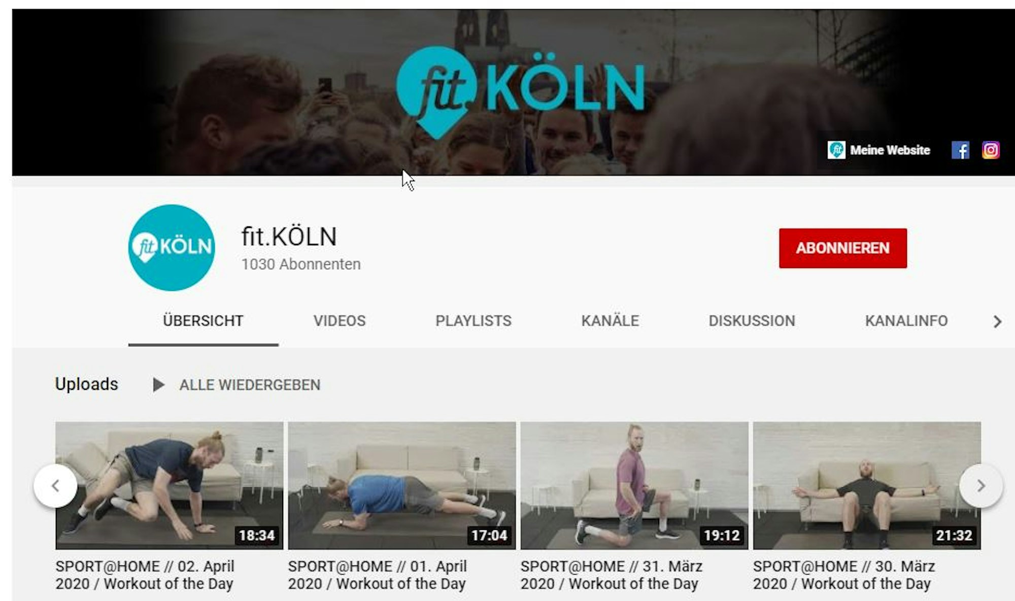 Screenshot youtube_fit.KÖLN_Videos_Credit_fit.KÖLN und Youtube