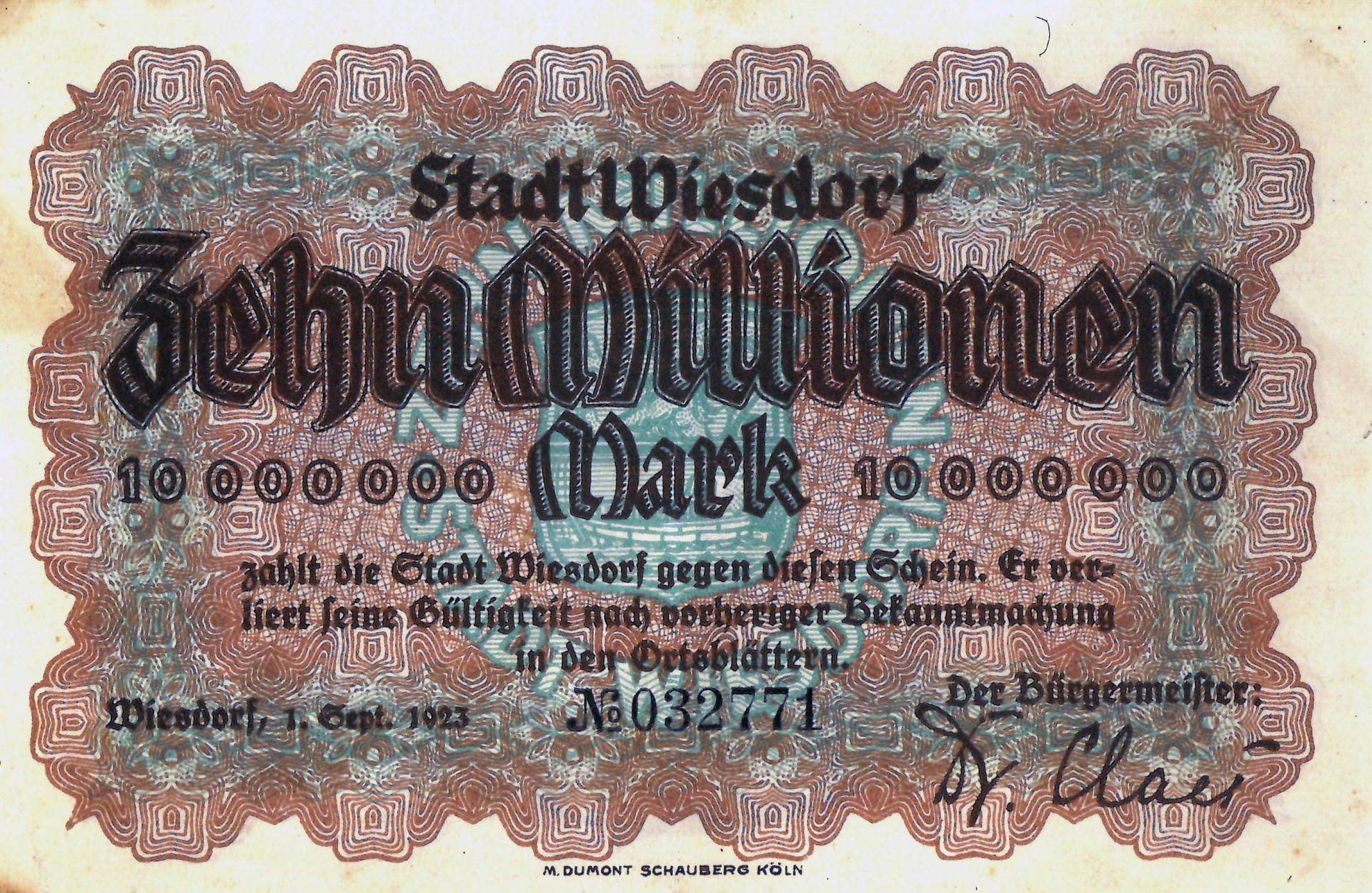 Inflationsgeld Wiesdorf Quelle Stadtarchiv_9400.0084r