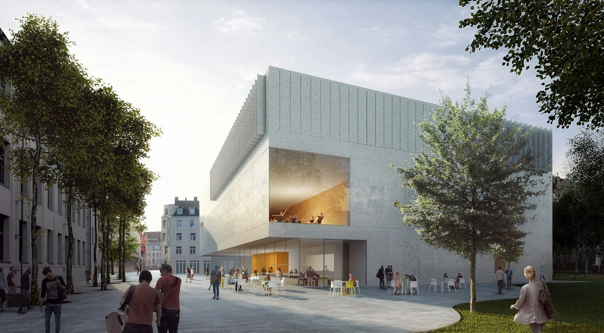 Der neue Campus soll eine Glasfassade haben sowie von 32 umliegenden Bäumen umringt sein.