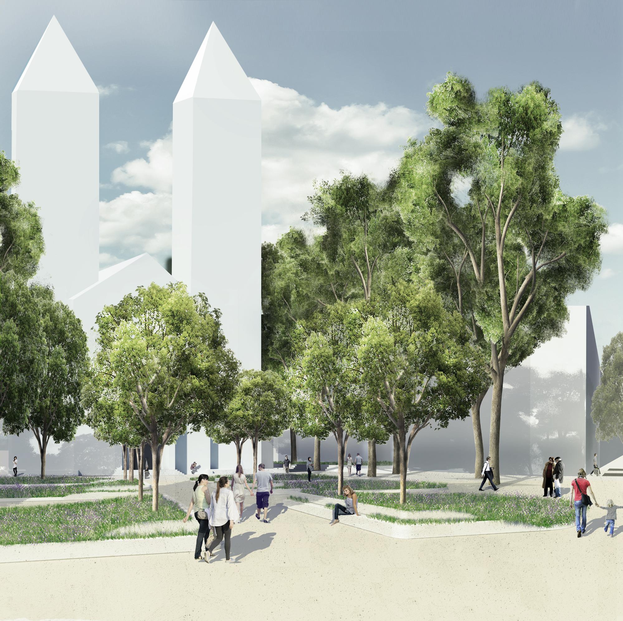 Brüsseler Platz_Var. 1 Grüner Empfang_Perspektive