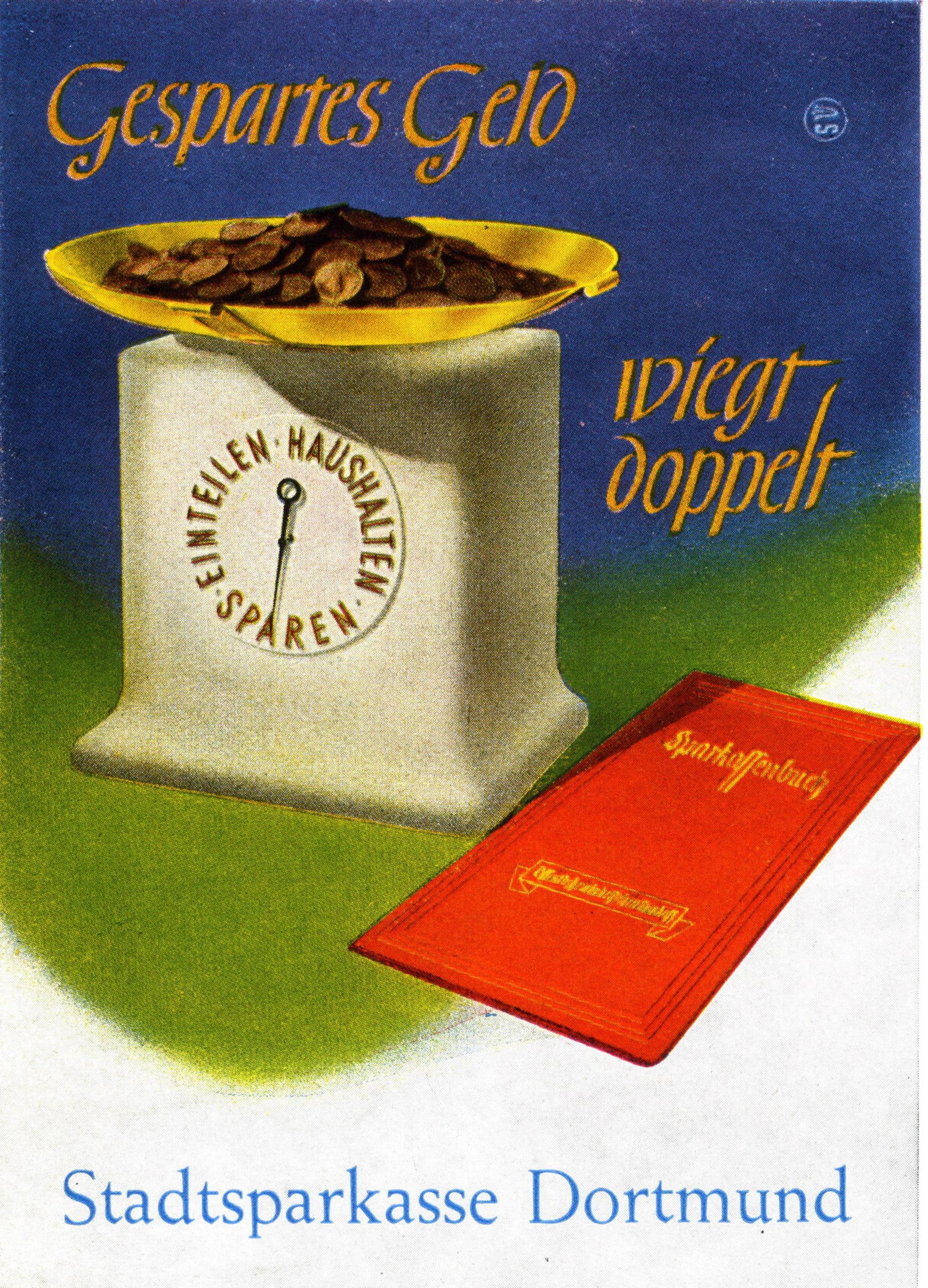 Werbeplakat_Gespartes_Geld_wiegt_doppelt