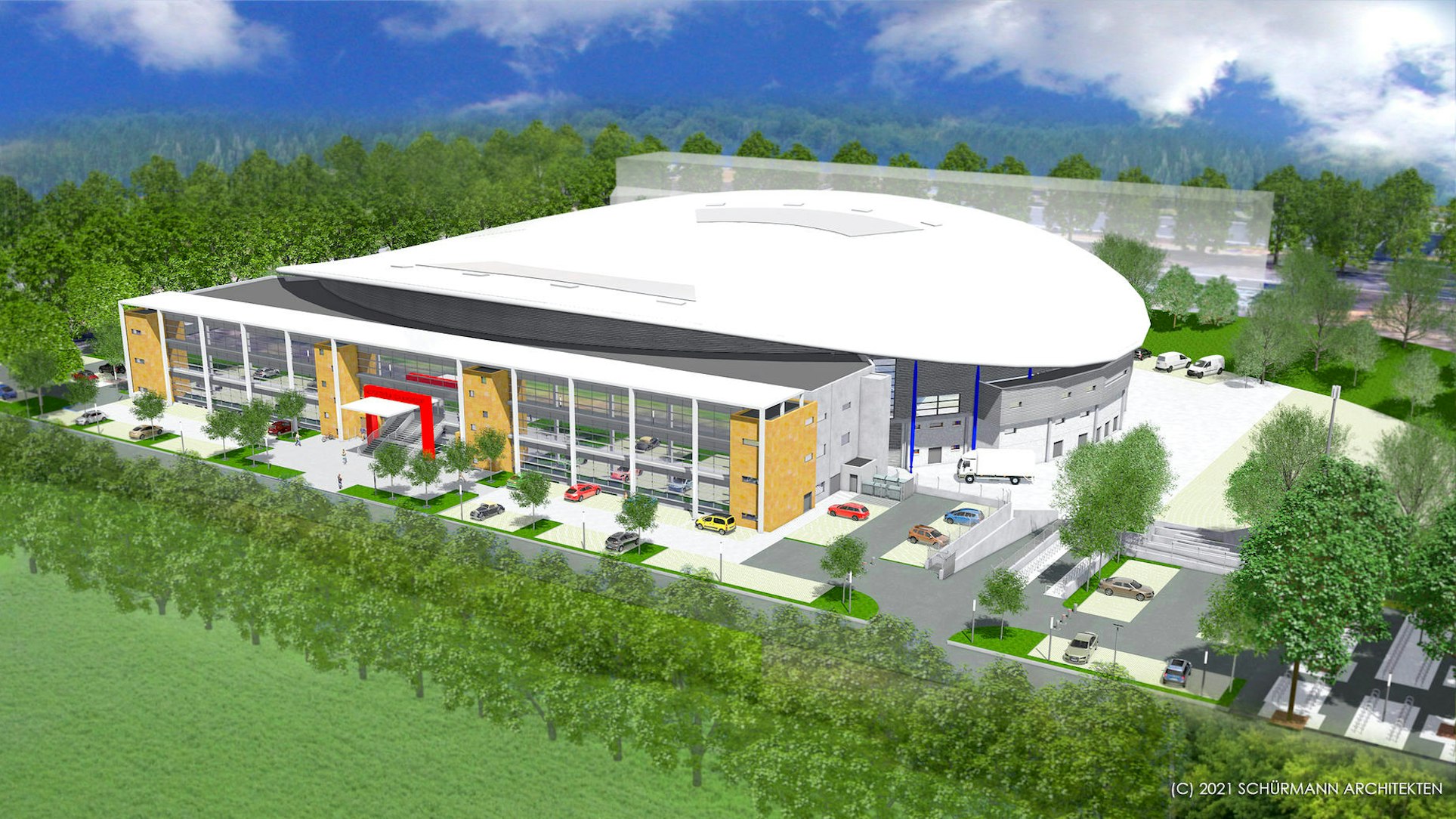 Die Visualisierung zeigt, wie die Halle mal aussehen soll.