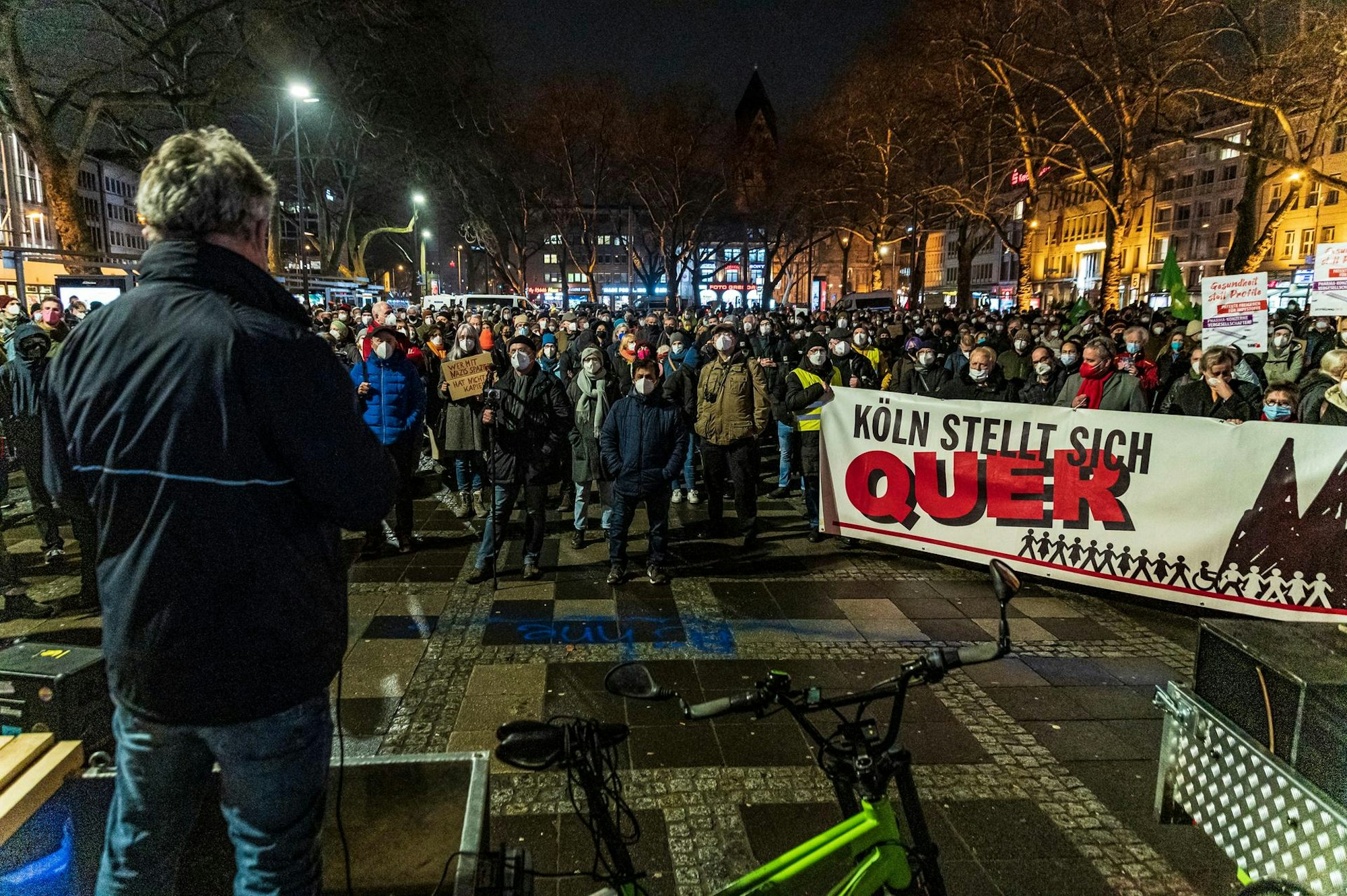 Gegenprotest Corona-Leugner Köln