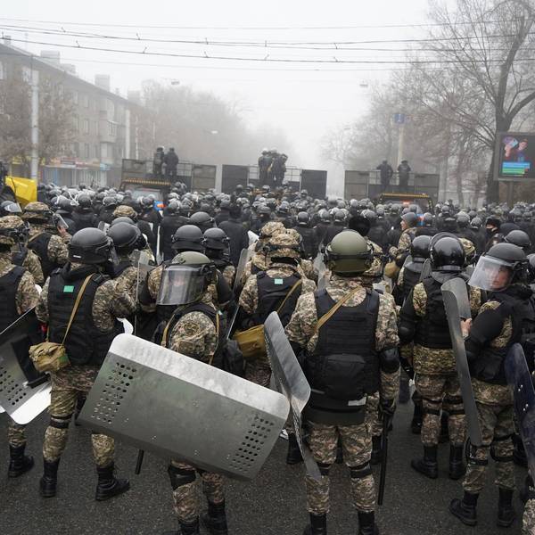 Kasachstan Polizeiblockade