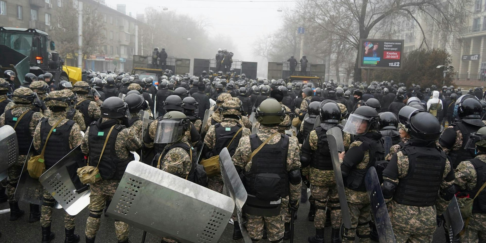 Kasachstan Polizeiblockade