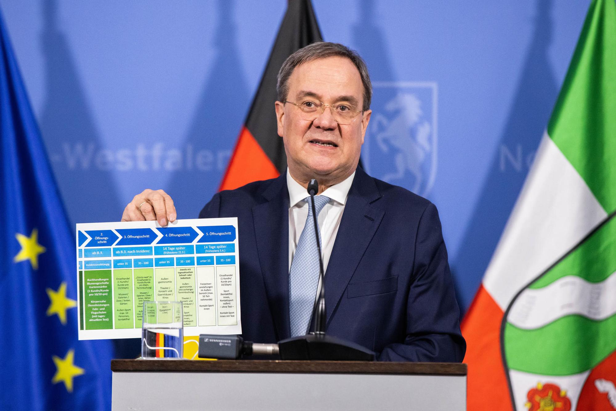 Laschet mit Tafel