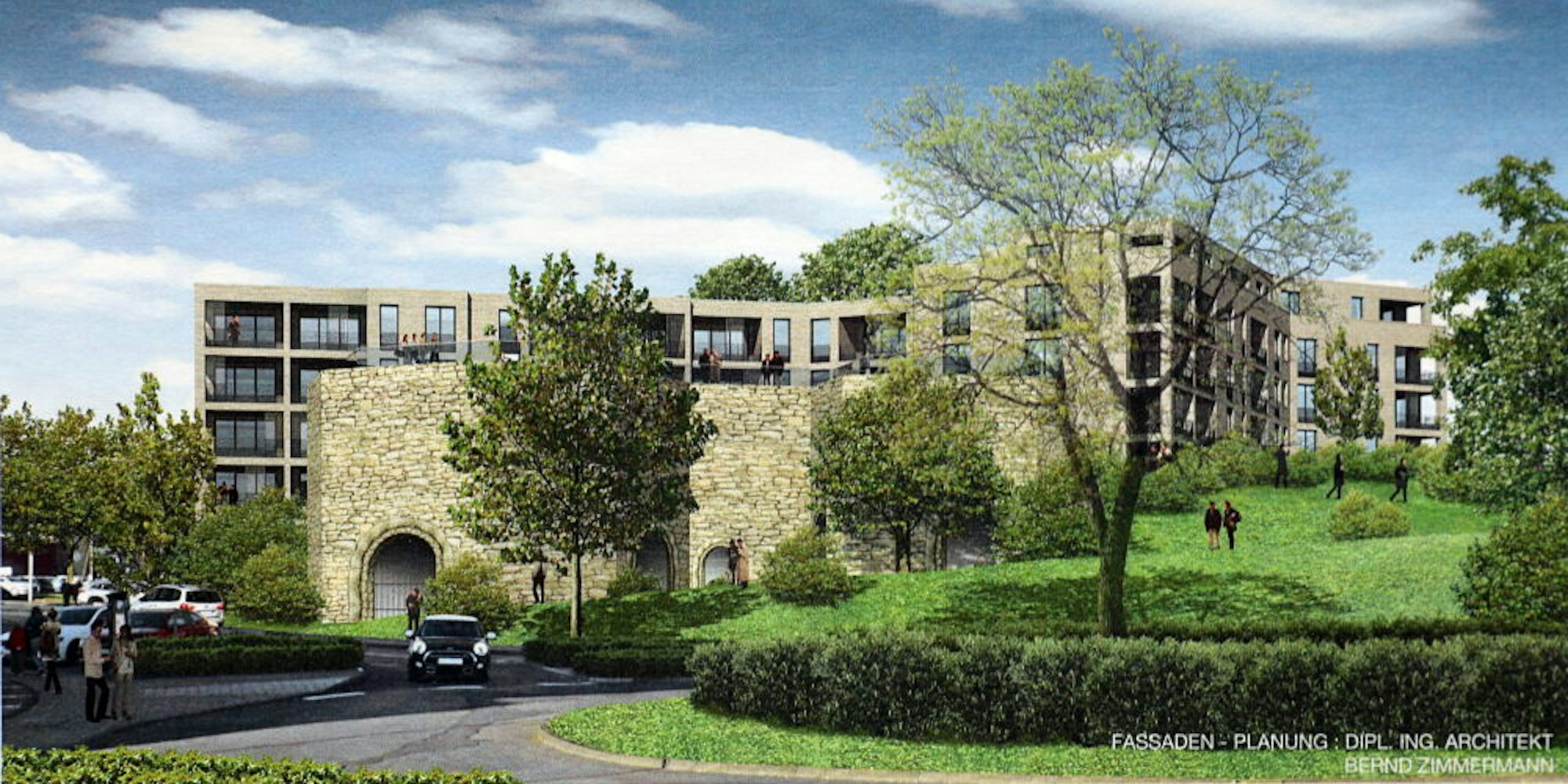 Gebäudekomplex in der Stadtmitte Stadt Bergisch Gladbach stellt
