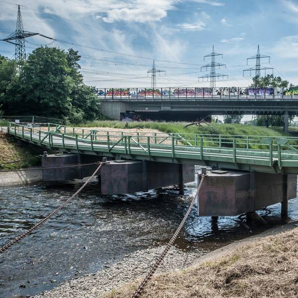 Pontonbrücke Leverkusen Rheindorf