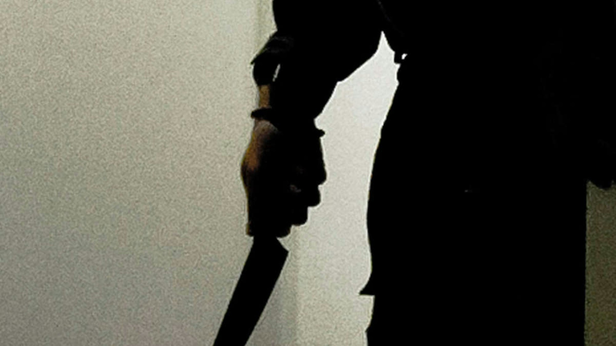 Das Bild zeigt eine Person, die ein Messer in der Hand hält.