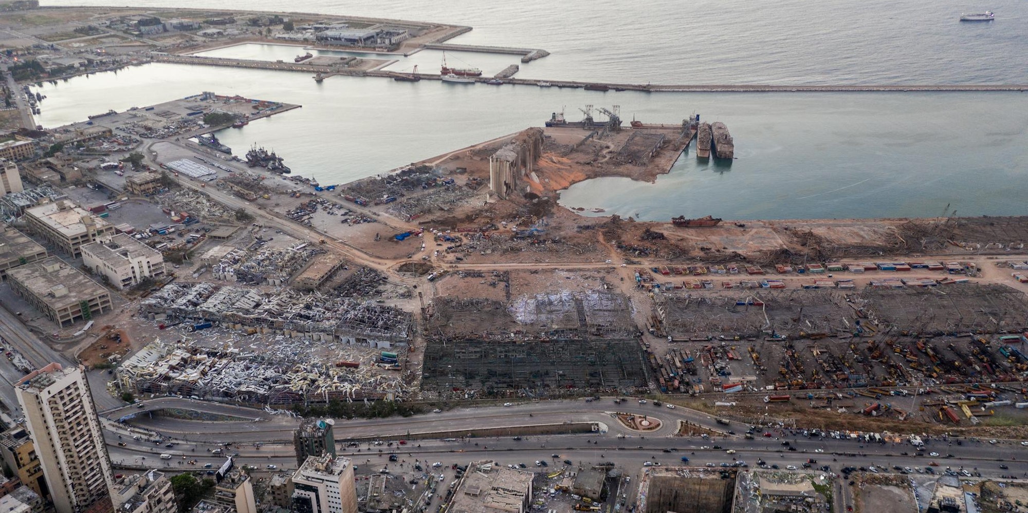 Explosion Bereit zerstörter Hafen